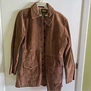 Vintage Free People Brown Suede Leather Utility Jacket